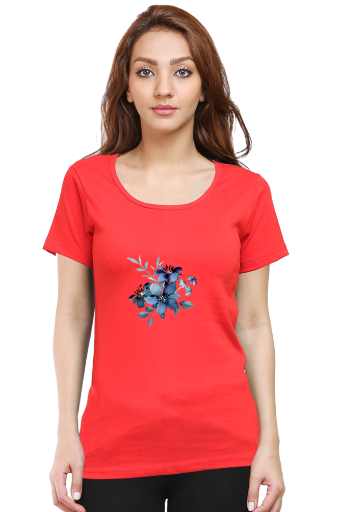 Classic Blue Flower Bunch Round Neck