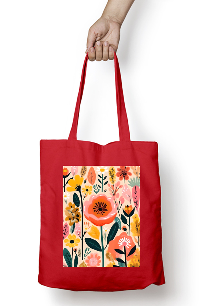 Flower Bunch Tote Bag with Zipper