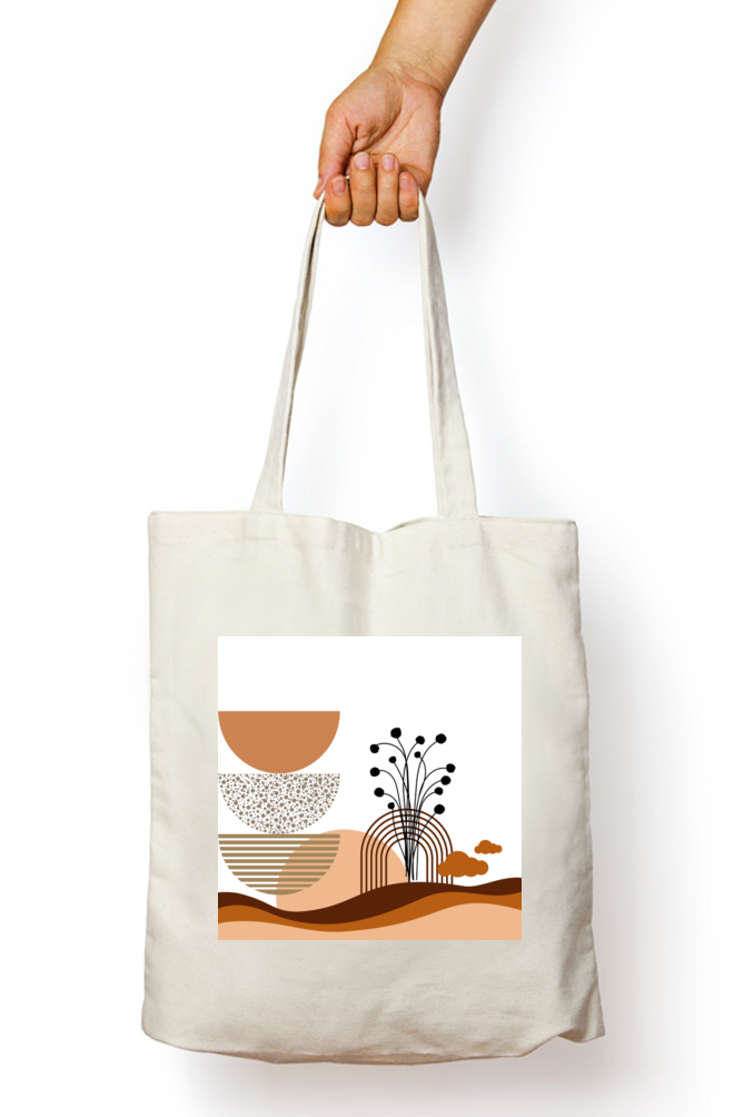 Abstract Boho Scenary Tote Bag With Zipper