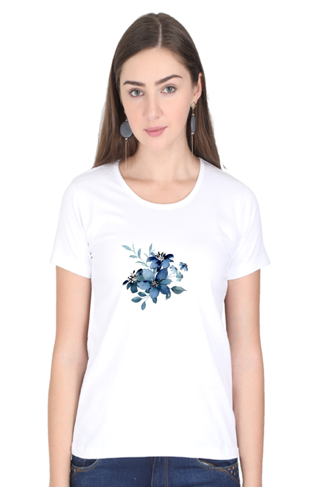 Classic Blue Flower Bunch Round Neck