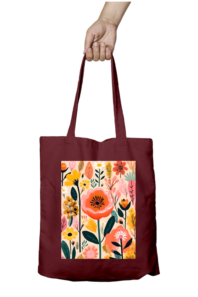 Flower Bunch Tote Bag with Zipper