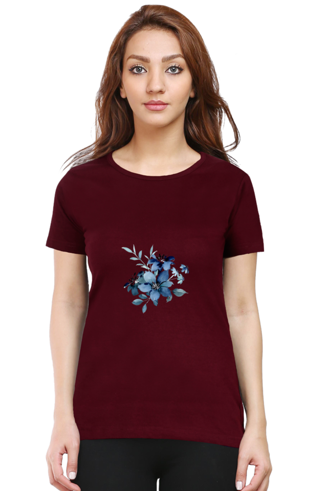 Classic Blue Flower Bunch Round Neck