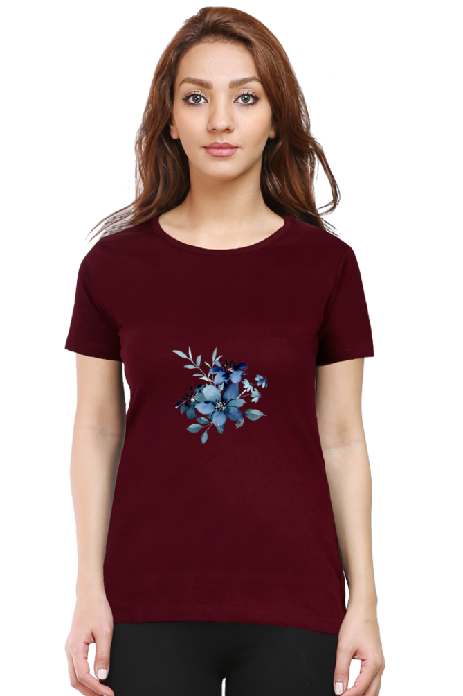 Classic Blue Flower Bunch Round Neck