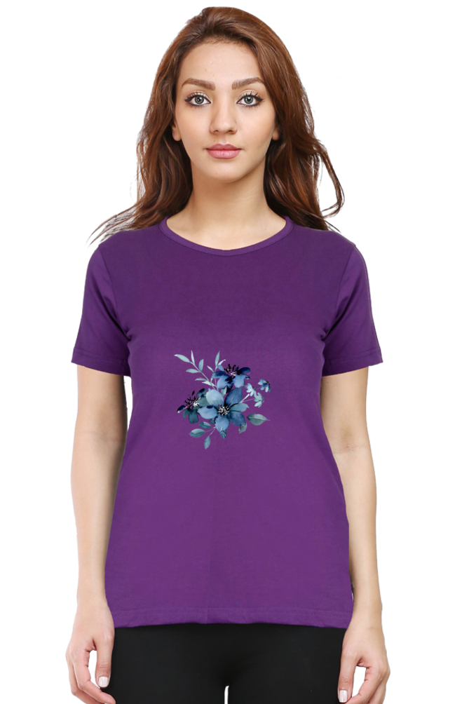 Classic Blue Flower Bunch Round Neck