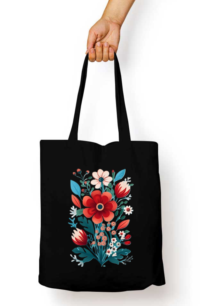 Kempu Huva Tote Bag With Zipper