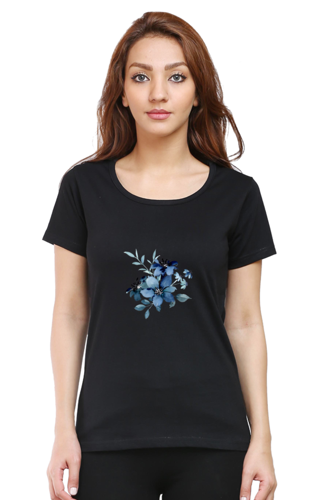 Classic Blue Flower Bunch Round Neck