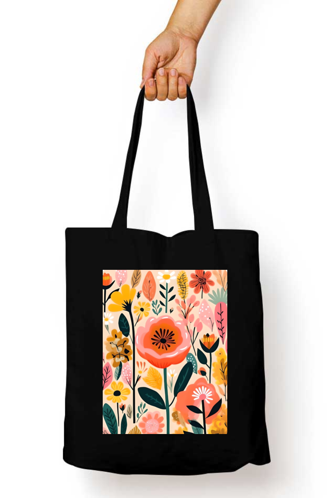 Flower Bunch Tote Bag with Zipper
