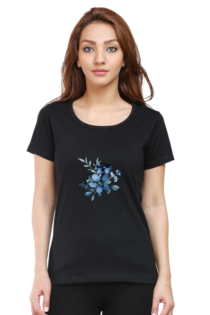 Classic Blue Flower Bunch Round Neck