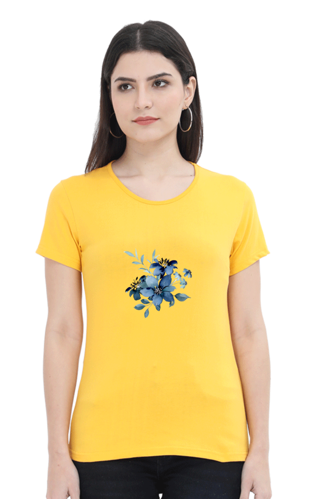 Classic Blue Flower Bunch Round Neck