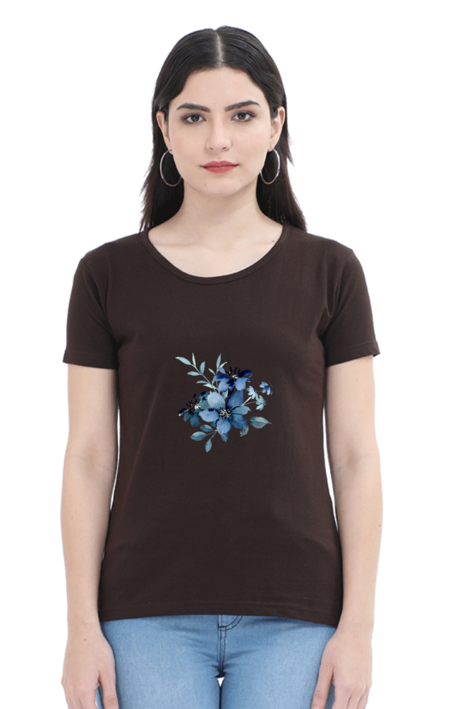 Classic Blue Flower Bunch Round Neck