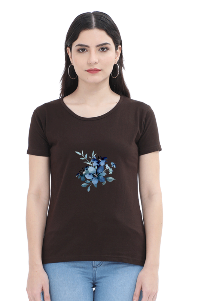 Classic Blue Flower Bunch Round Neck