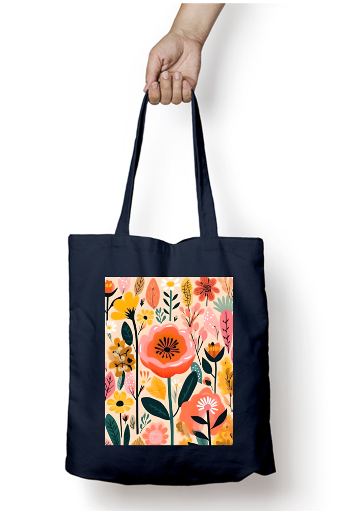 Flower Bunch Tote Bag with Zipper