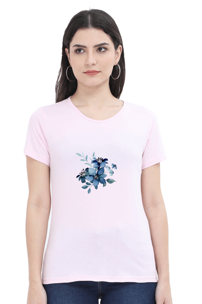 Classic Blue Flower Bunch Round Neck