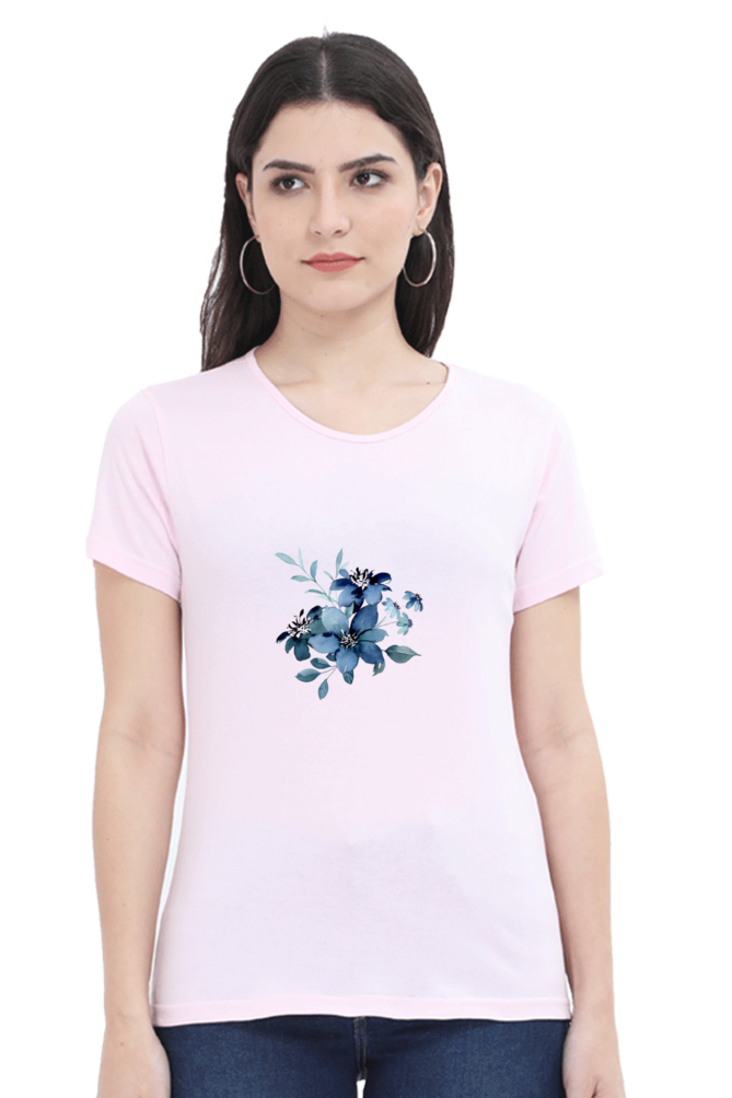 Classic Blue Flower Bunch Round Neck