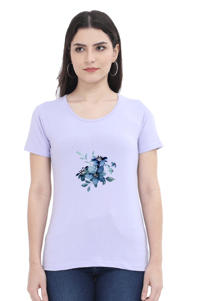Classic Blue Flower Bunch Round Neck