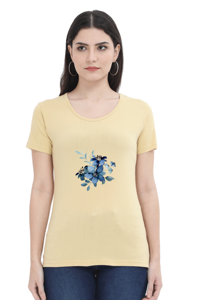 Classic Blue Flower Bunch Round Neck