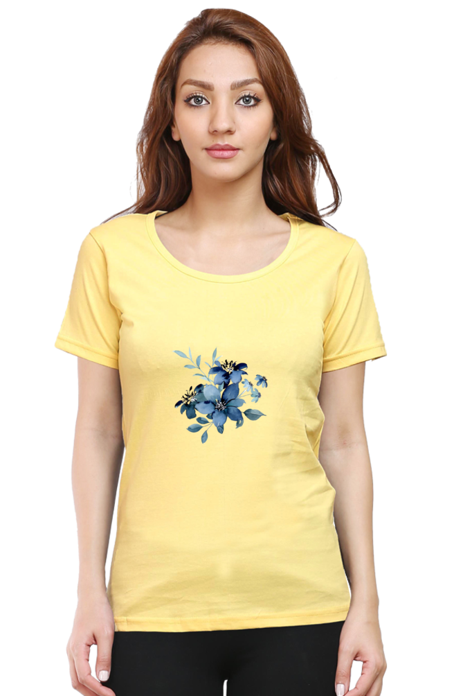 Classic Blue Flower Bunch Round Neck