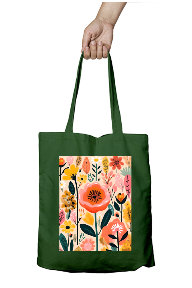 Flower Bunch Tote Bag with Zipper