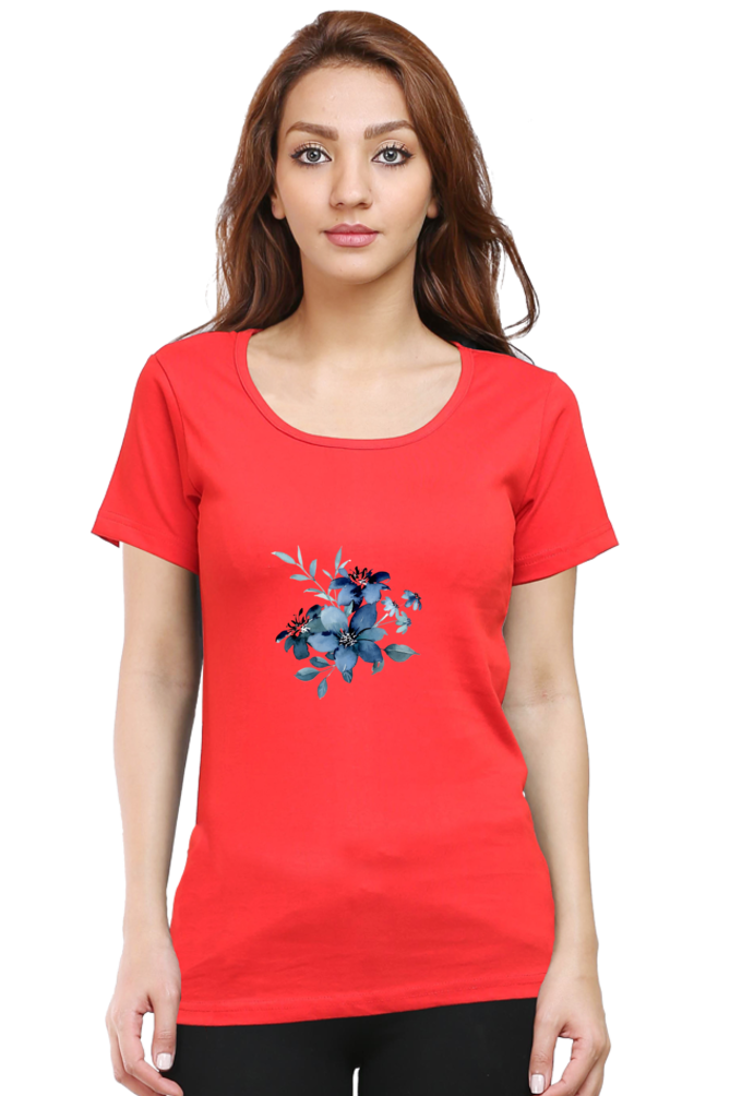 Classic Blue Flower Bunch Round Neck