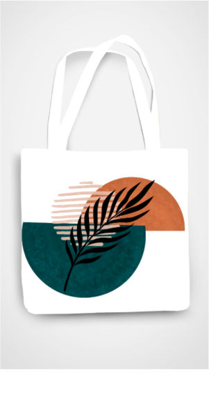 Boho Two Colour Leaf Tote Bag with Zipper