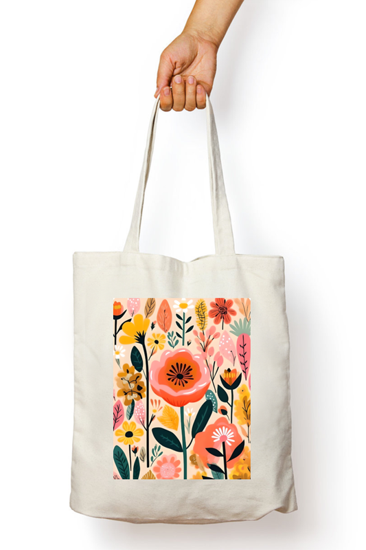 Flower Bunch Tote Bag with Zipper