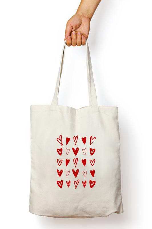 Kempu Hearts Tote Bag With Zipper