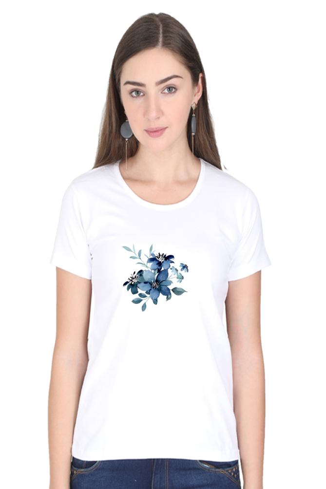 Classic Blue Flower Bunch Round Neck
