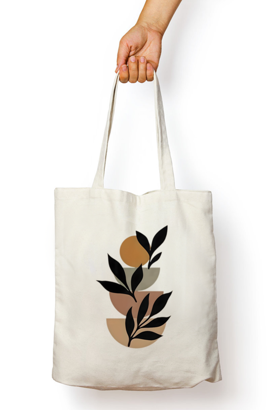 Boho Leaf Tote Bag WIth Zipper