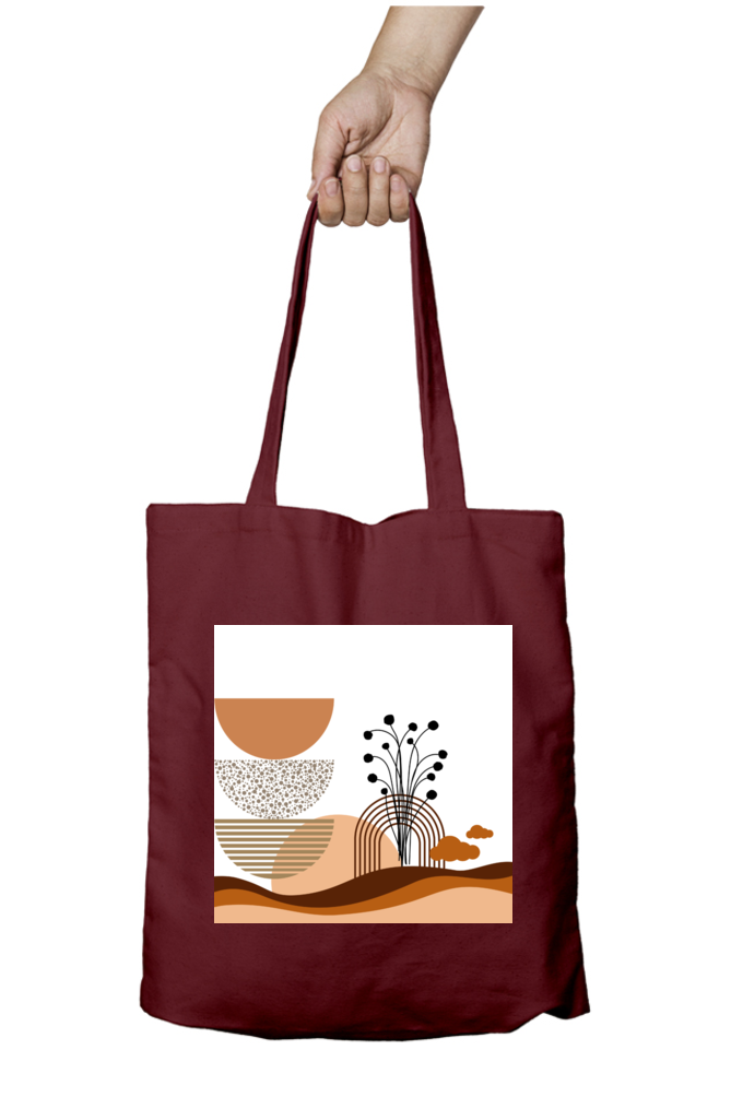 Abstract Boho Scenary Tote Bag With Zipper