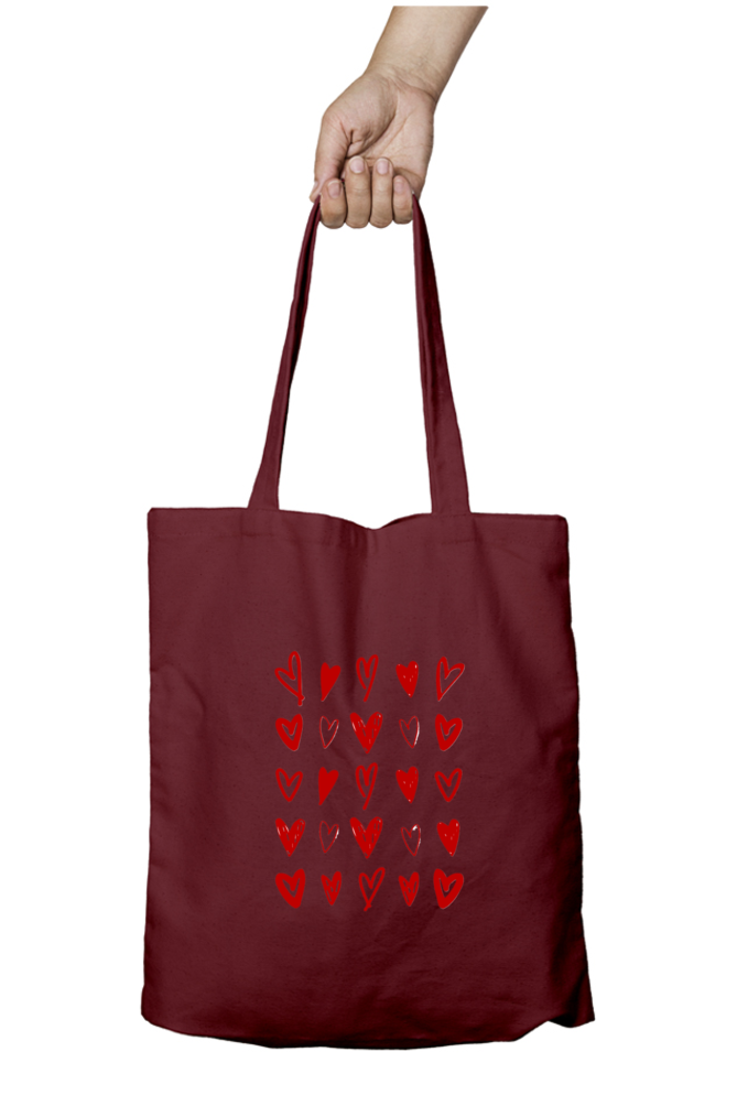 Kempu Hearts Tote Bag With Zipper