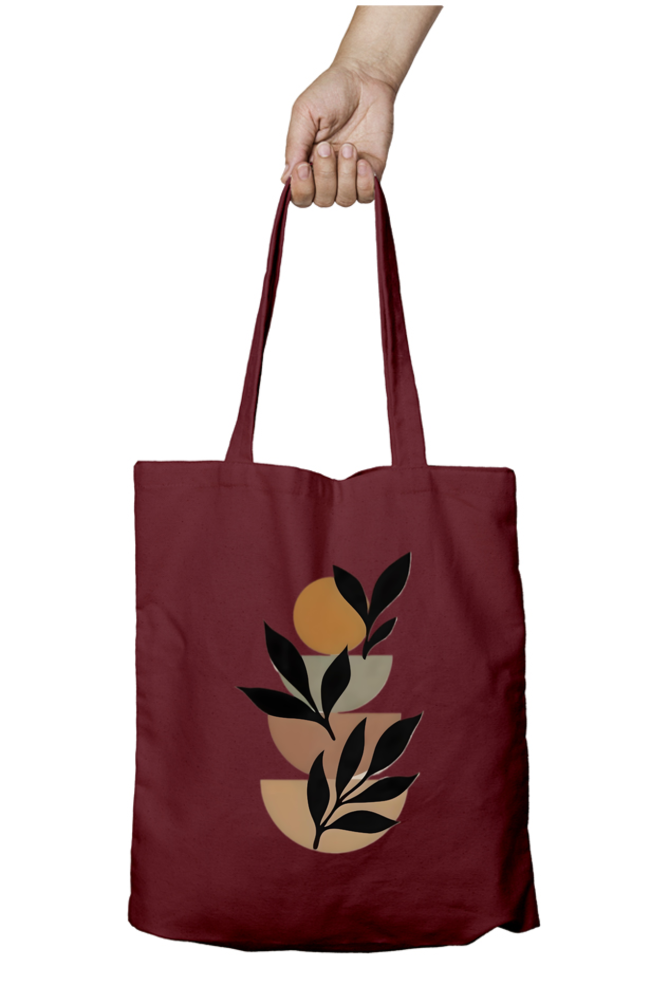 Boho Leaf Tote Bag WIth Zipper