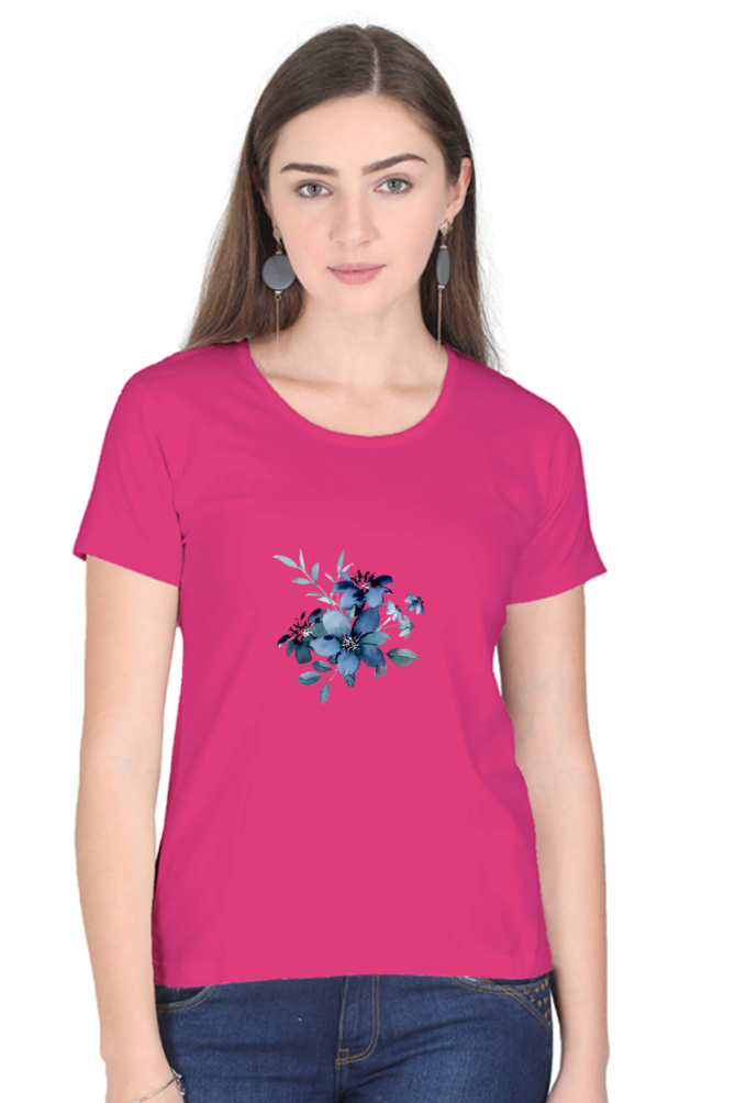 Classic Blue Flower Bunch Round Neck