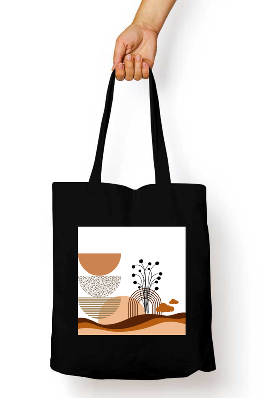 Abstract Boho Scenary Tote Bag With Zipper