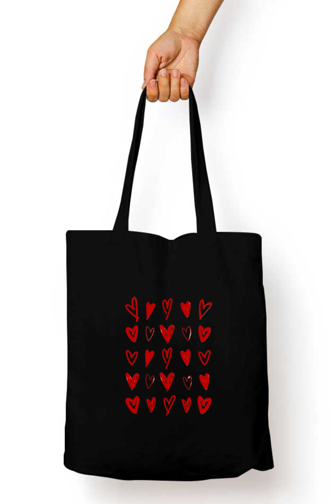 Kempu Hearts Tote Bag With Zipper