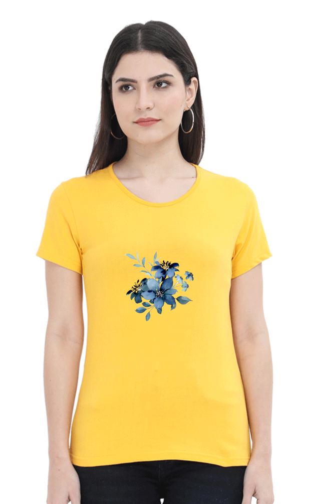 Classic Blue Flower Bunch Round Neck