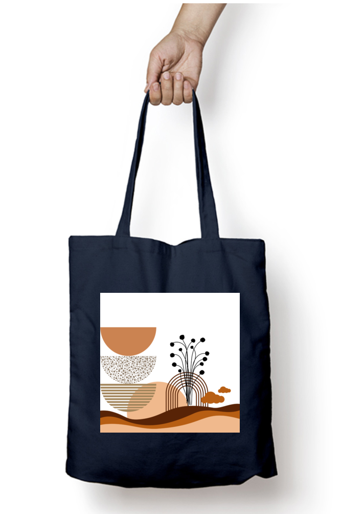 Abstract Boho Scenary Tote Bag With Zipper
