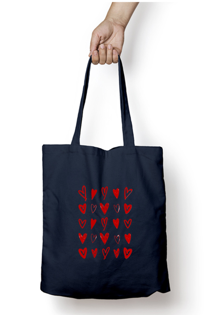 Kempu Hearts Tote Bag With Zipper