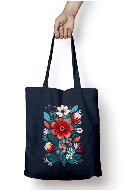 Kempu Huva Tote Bag With Zipper