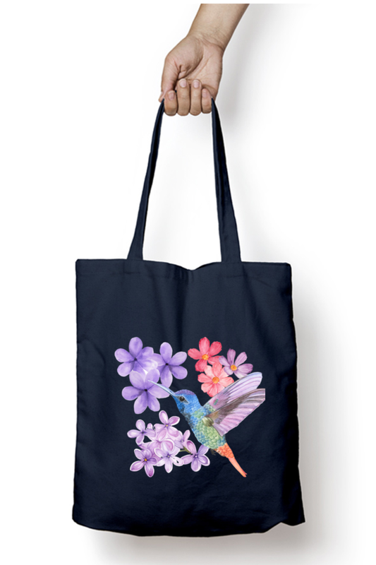 Humming Bird Tote Bag With Zipper
