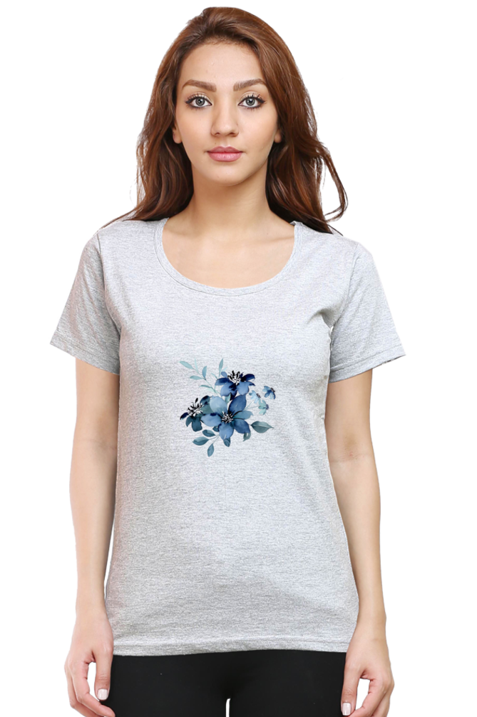 Classic Blue Flower Bunch Round Neck