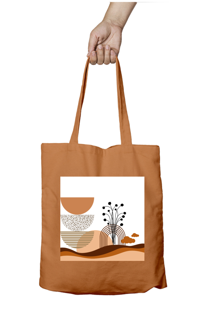 Abstract Boho Scenary Tote Bag With Zipper