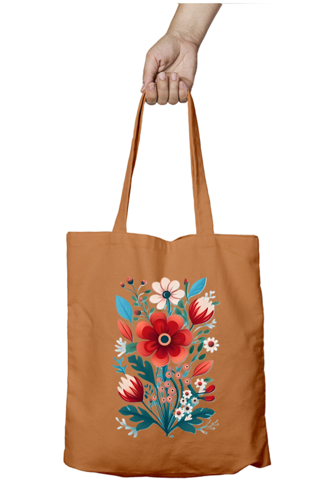 Kempu Huva Tote Bag With Zipper