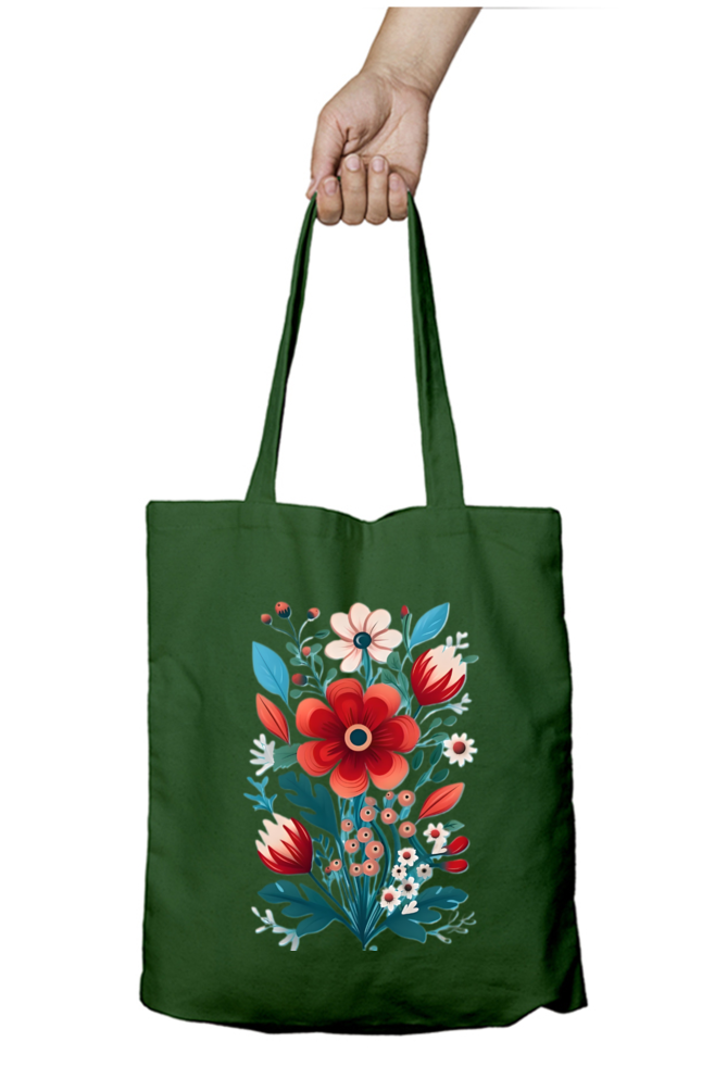 Kempu Huva Tote Bag With Zipper