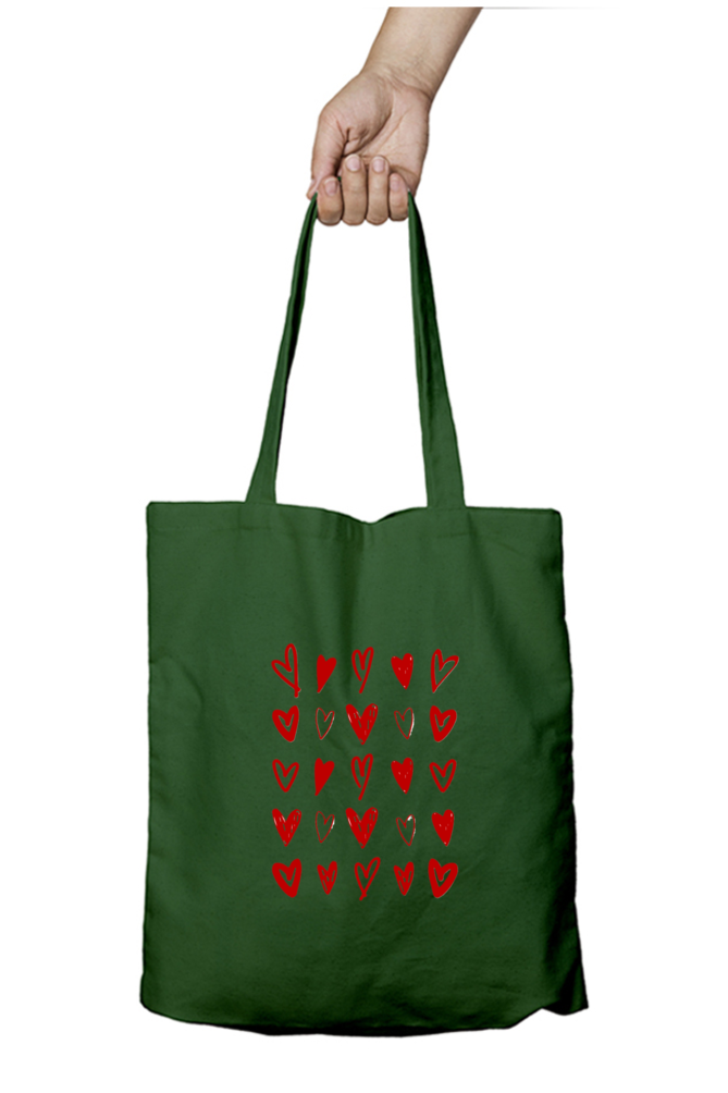 Kempu Hearts Tote Bag With Zipper